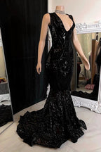 Elegant Long Red Mermaid Sleeveless Prom Dress With Lace