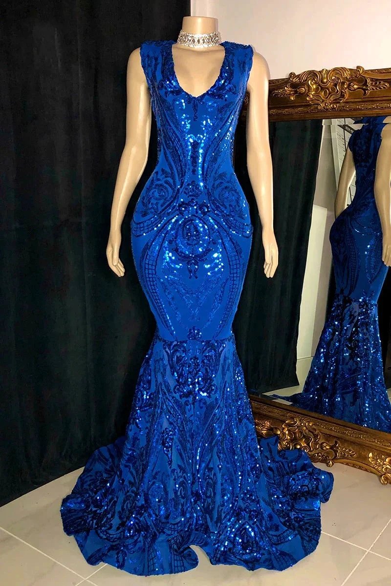 Elegant Long Red Mermaid Sleeveless Prom Dress With Lace