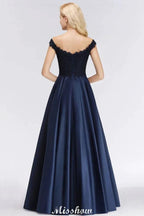 Elegant Off-the-Shoulder Ruffles Beads Prom Dresses | A-Line Sleeveless Evening Dresses