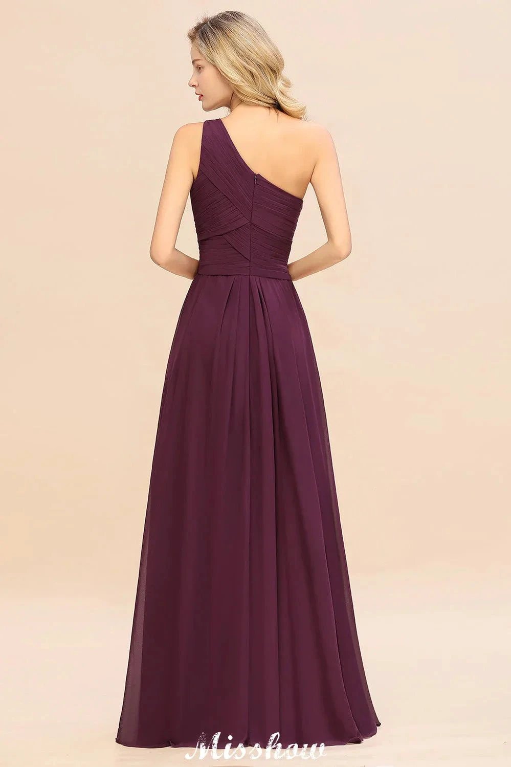 Elegant Ruffles One Shoulder Prom Dresses | A-Line Sleeveless Evening Dresses