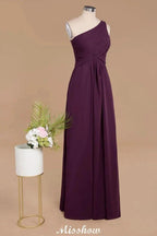 Elegant Ruffles One Shoulder Prom Dresses | A-Line Sleeveless Evening Dresses