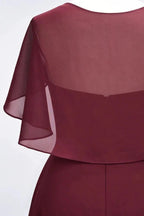 Elegant Satin V-Neck Short Sleeve Princess Bridesmaid Dress Ruffle Chiffon Wedding Guest Dress