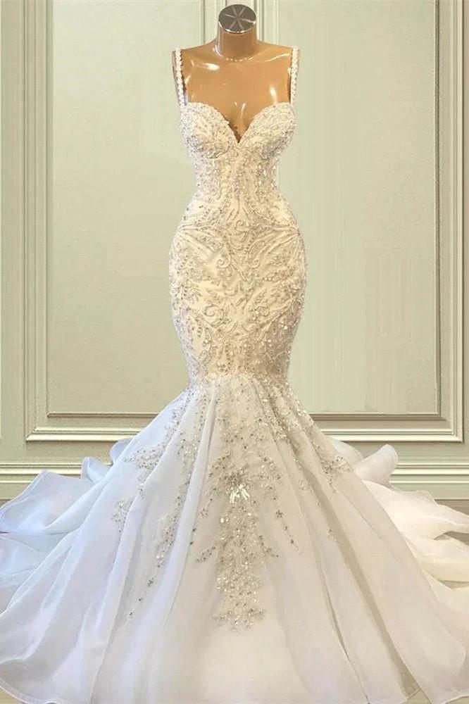 Elegant Sleeveless Sweetheart Lace Mermaid Wedding Dress