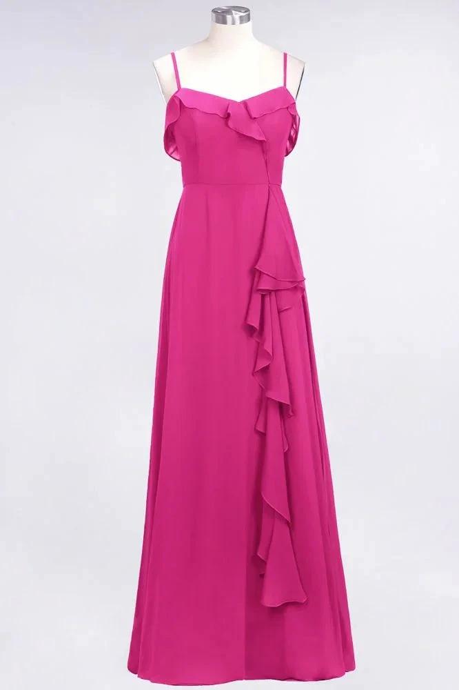 Elegant Spaghetti Aline Ruffle Simple Prom Dresses Royal Blue Evening Swing Dress
