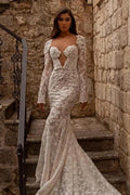 Elegant sweetheart longsleeves mermaid lace Wedding dresses