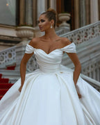 Elegant Sweetheart Off-the-shoulder Wedding Dresses Sweep Train