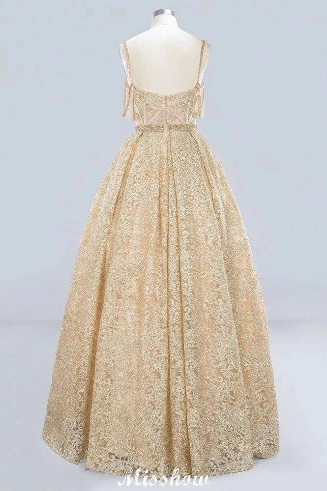 Elegant Tulle Lace Ball Gown Shaghetti Sweetheart Sleevless Wedding Dress