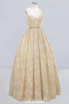 Elegant Tulle Lace Ball Gown Shaghetti Sweetheart Sleevless Wedding Dress