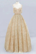 Elegant Tulle Lace Ball Gown Shaghetti Sweetheart Sleevless Wedding Dress