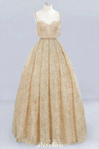 Elegant Tulle Lace Ball Gown Shaghetti Sweetheart Sleevless Wedding Dress