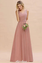 Elegant V-Neck A-line Evening Maxi Dress Bridesmaid Dress Sleeveless Styles