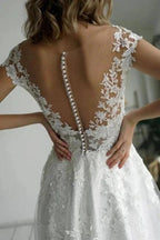 Elegant V-Neck A-Line Sleeveless Wedding Dresses With Lace