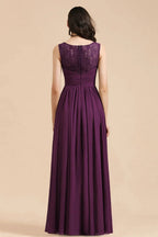 Elegant V-Neck Ruffle A-line Chiffon Lace Bridesmaid Dresses