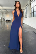 Open Back Prom Dress with Split SYP182