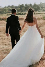 Exquisite Spaghetti Strap Sleeveless A-Line Floor-Length Lace Wedding Dresses