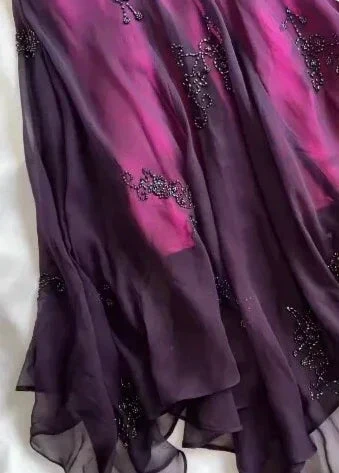 Vintage Halter Purple Beaed Chiffon Mermaid Prom Dress Long Party Evening Dress Y7503