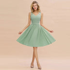 Fabulous A-Line V-Neck Sleeveless Satin Short Bridesmaid Dresses