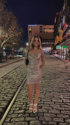 New Years Eve Outfit Dress Spaghetti Straps Sequins Party Dress Tight Homecoming Dress Y479
