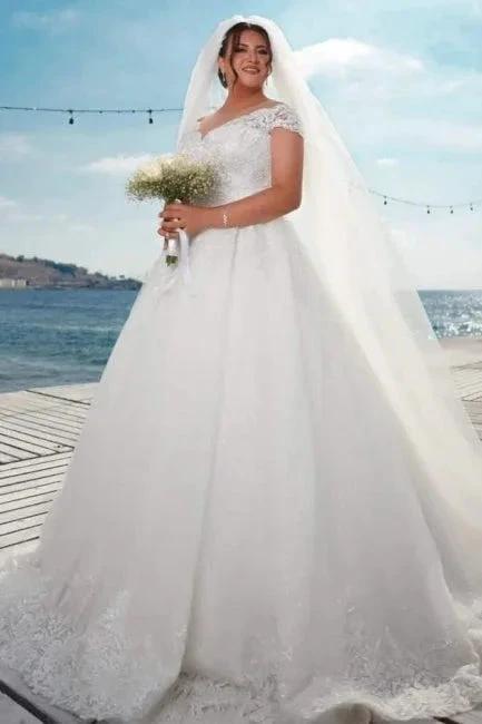 Fashion A-line Off-the-shoulder Wedding Dresses With Lace