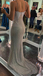 Spaghetti Straps Backless Evening Dress,Sexy Mermaid Evening Gown With Train Y1396
