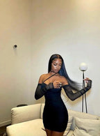 Sexy Black Dress 21st Birthday Outfit Dress Black Mini Homecoming Dress Y1231