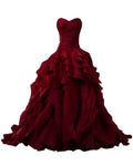 Burgundy Evening Gowns,Ball Gown Formal Dress,Evening Gowns For Teens Y1558