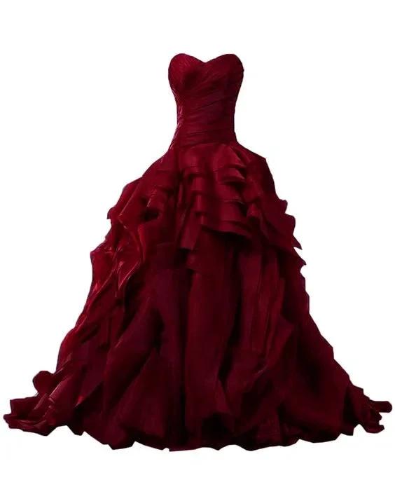 Burgundy Evening Gowns,Ball Gown Formal Dress,Evening Gowns For Teens Y1558