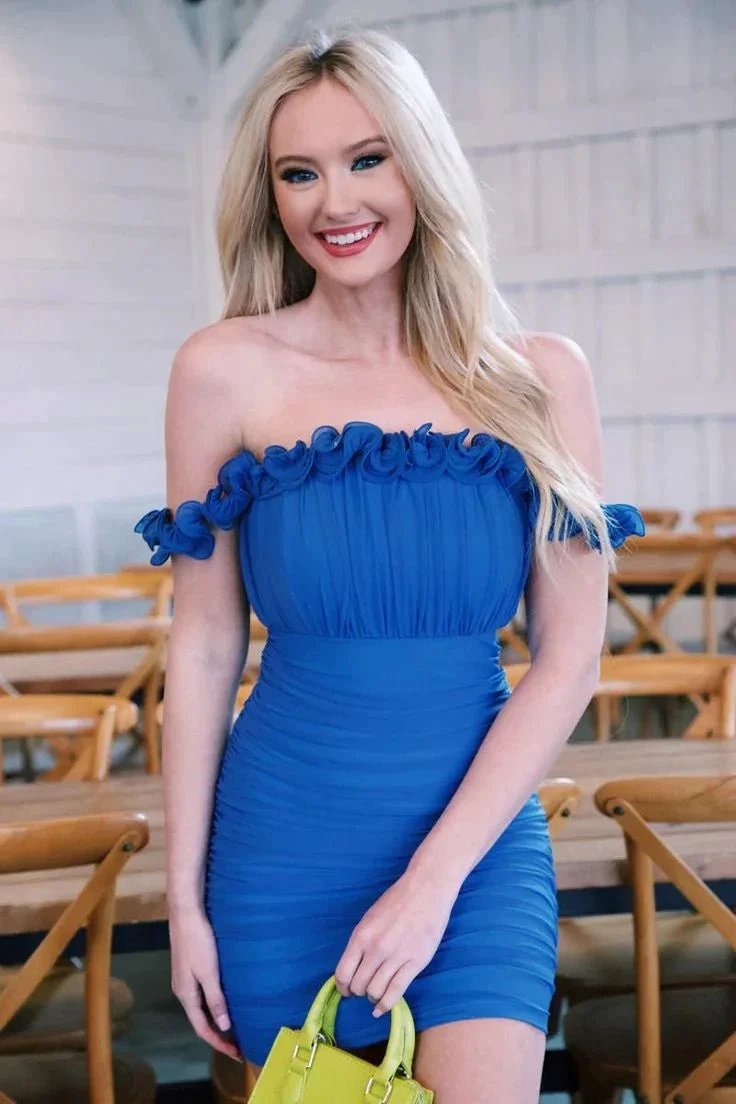 Unique Blue Off The Shoulder Homecoming Dresses Mini Tight Party Dress Dresses Y1914
