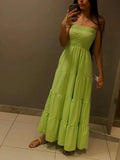 Bohemian Green Strapless Long Evening Dress,Beach Dress  Y1334
