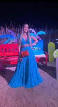Charming Two Piece Blue Evening Dress,Sexy Blue Beach Dress Y1327