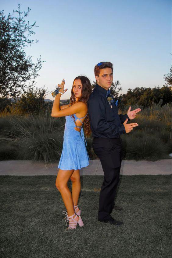 Cute A-line Blue Short Homecoming Dress Party Dress Y1600