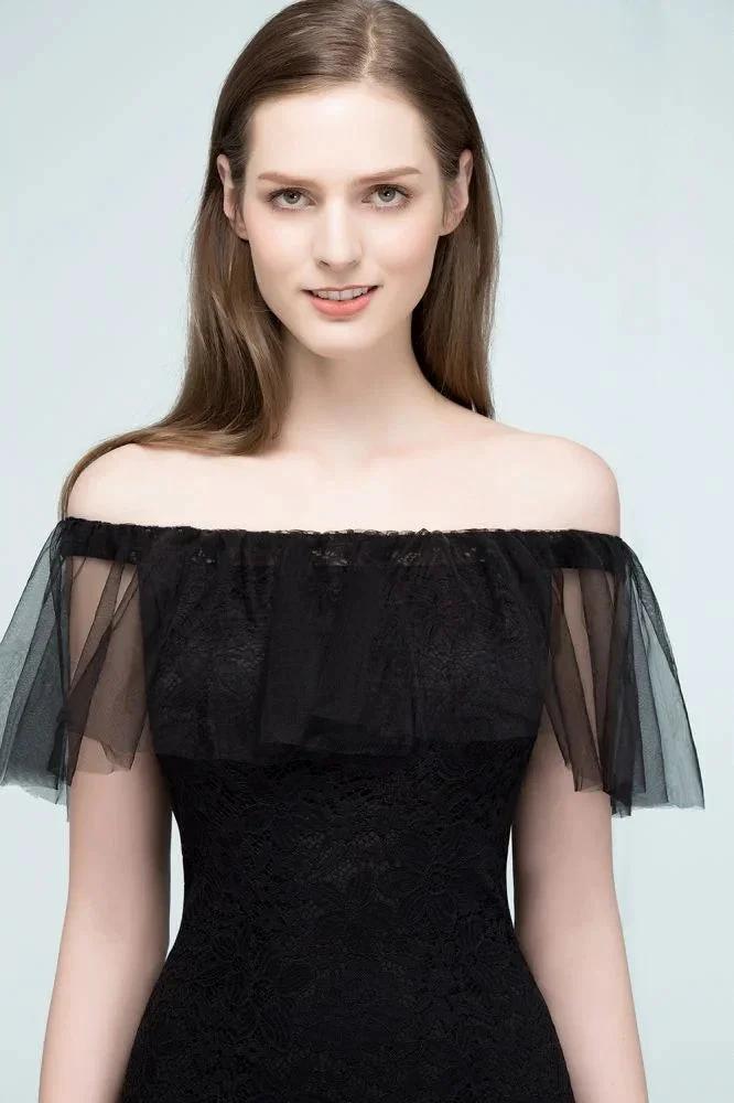 Floor Length Off-shoulder Mermaid Lace Tulle Prom Dresses