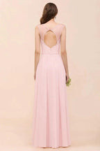 Floral Lace Bridesmaid Dress Pink A-line Wedding Party Dress