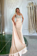 Glamorous Long Mermaid One Shoulder Beading Sleeveless Designer Prom Dress
