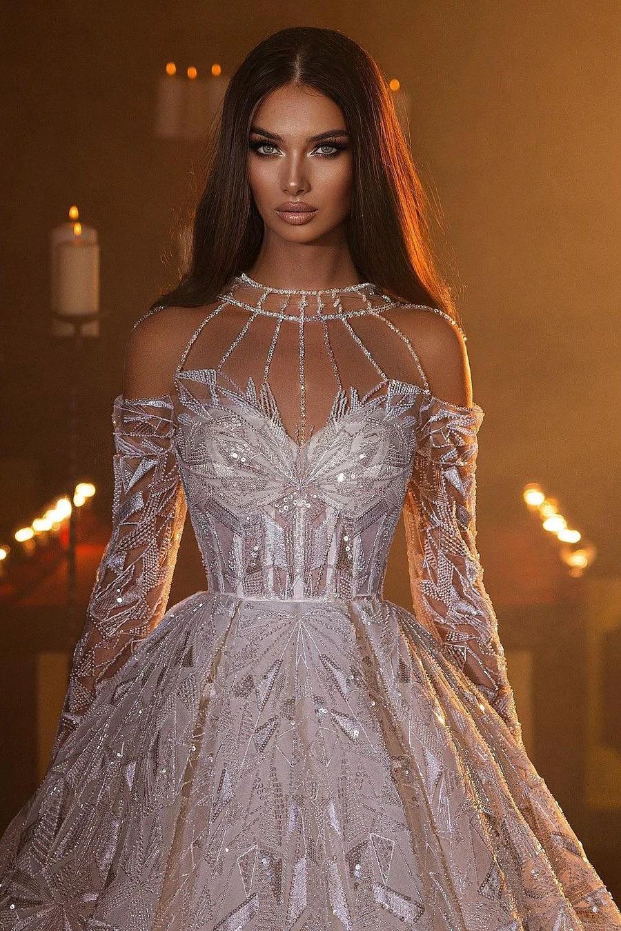 Gorgeous A-line Long Sleeves Wedding Dress With Lace