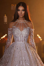 Gorgeous A-line Long Sleeves Wedding Dress With Lace