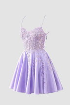 Gorgeous A Line Spaghetti Straps Royal Blue Corset Homecoming Dress with Appliques
