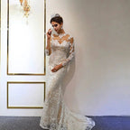 Gorgeous Long A-Line Sweetheart Appliques Lace Wedding Dress with Sleeves