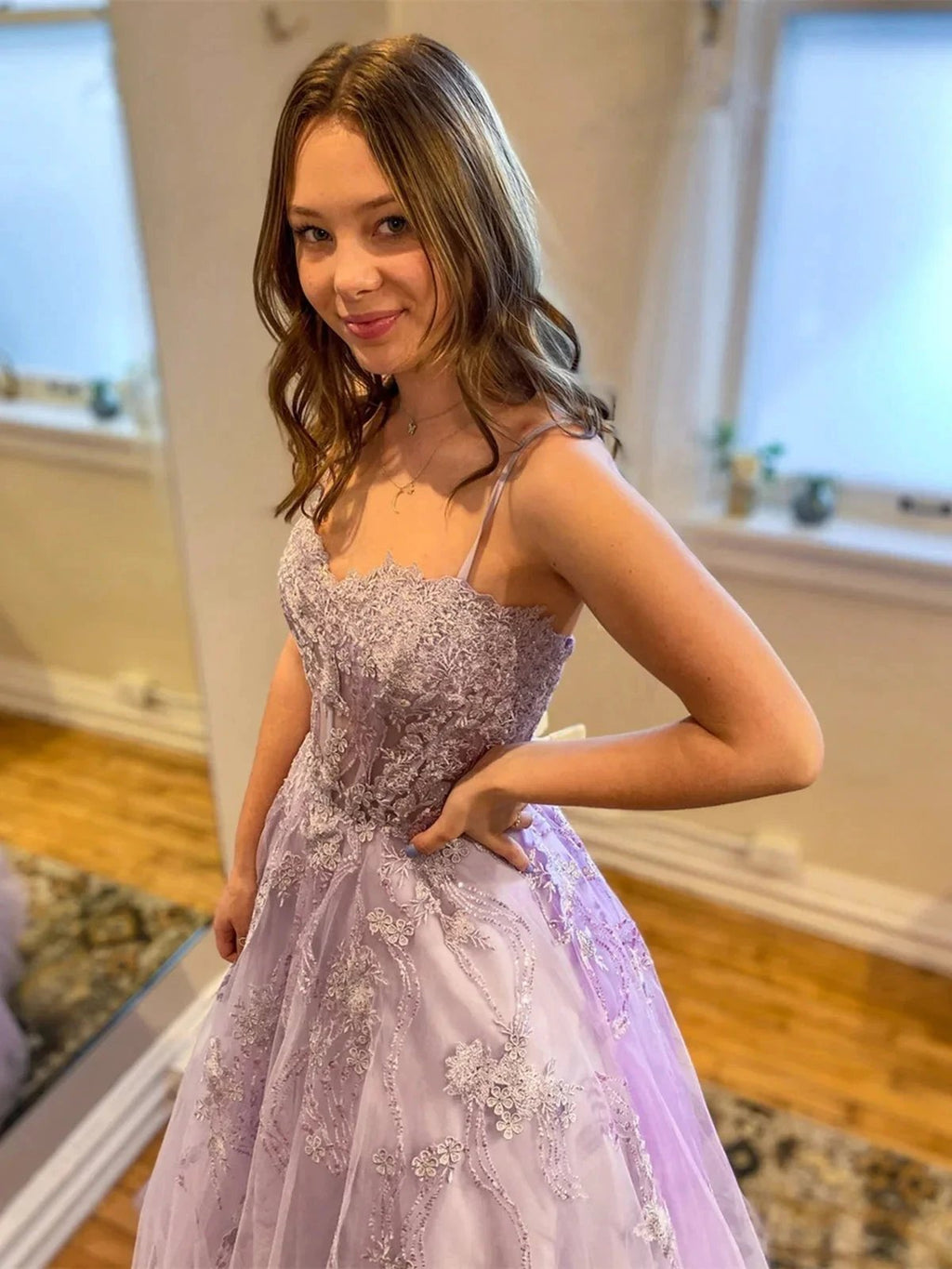 Gorgeous Long A-line Sweetheart Tulle Lace Formal Prom Dress