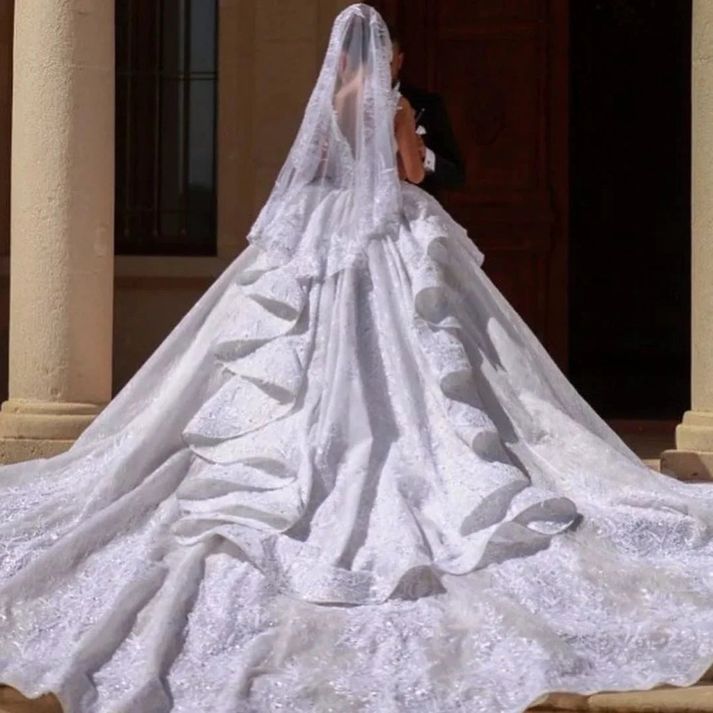 Gorgeous Long Ball Gown Off-the-shoulder Lace Wedding Dress