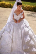 Gorgeous Long Ball Gown Off-the-shoulder Lace Wedding Dress