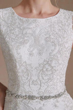 Gorgeous Long Mermaid Jewel Tulle Lace Wedding Dress