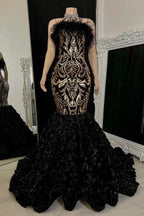 Gorgeous Long Mermaid Lace Flowers Sleeveless Prom Dress