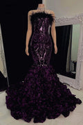 Gorgeous Long Mermaid Lace Flowers Sleeveless Prom Dress