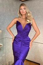 Gorgeous Long Mermaid V-neck Sleeveless Formal Prom Dresses
