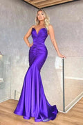 Gorgeous Long Mermaid V-neck Sleeveless Formal Prom Dresses