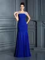 Gorgeous Mermaid Scoop Beading Sleeveless Long Chiffon Prom Dresses