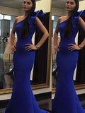 Gorgeous Mermaid Sleeveless One-Shoulder Ruffles Stretch Crepe Prom Dresses