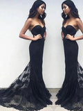 Gorgeous Mermaid Sleeveless Sweetheart Lace Ruffles Prom Dresses