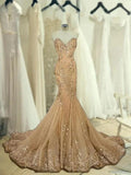 Gorgeous Mermaid Sleeveless Sweetheart Sequin Tulle Prom Dresses
